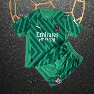 Camiseta AC Milan Portero Nino 23-24 Verde