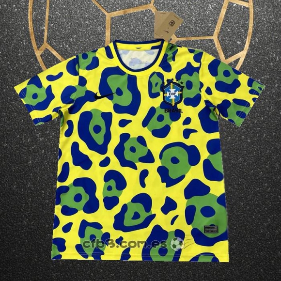 Camiseta Pre Partido del Brasil 2024 Amarillo Verde