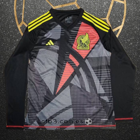 Camiseta Mexico Portero Manga Larga 2024 Negro