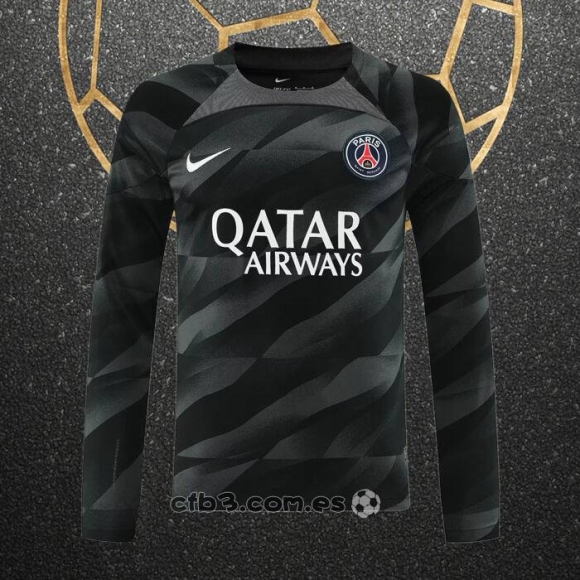 Camiseta Paris Saint-Germain Portero Manga Larga 23-24 Negro