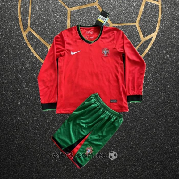 Camiseta Portugal Primera Manga Larga Nino 2024