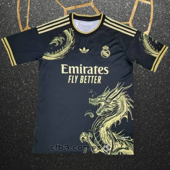 Tailandia Camiseta Real Madrid Dragon 2024-25 Negro Oro